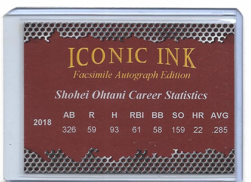SHOHEI OHTANI  LOS ANGELES ANGELS ICONIC INK CARD w/Facsimile auto