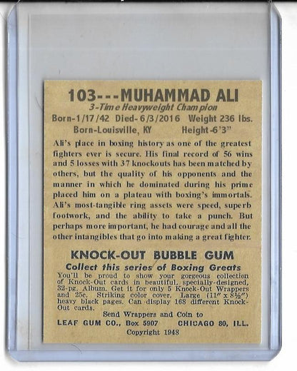1948 Leaf #103 Vintage Style  Muhammed Ali RP Boxing Card.