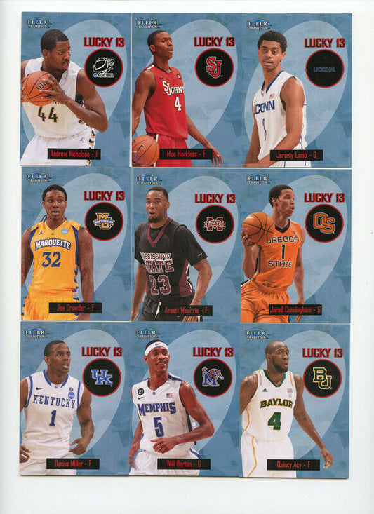 2012 FLEER LUCKY 13 BASKETBALL ORIGINAL ROOKIES CARDS COLLEGE - NBA