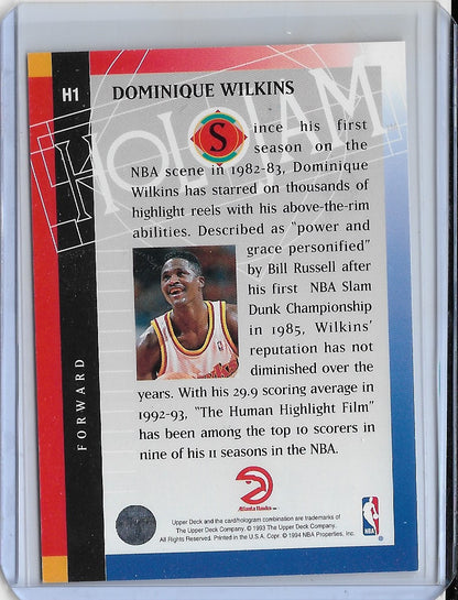 HOF:  1993/94 Upper Deck HOLOGRAM Dominique Wilkins Atlanta Hawks HOF