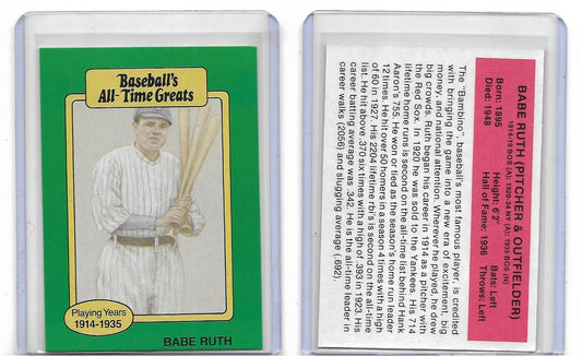 1987 Baseball All Time Greats Baseball Card - BABE RUTH