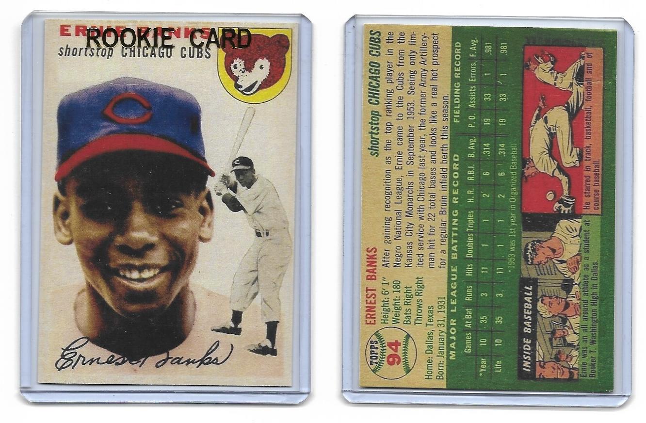1954 Topps #94 ERNIE BANKS -CHICAGO CUBS - Rookie Reprint Card –