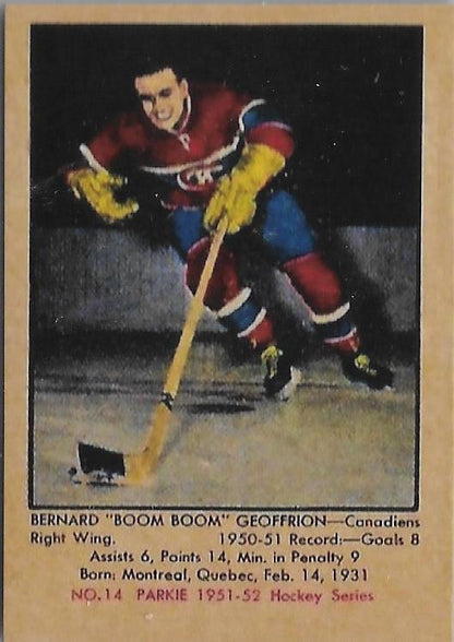 1951 Parkhurst #14 Bernard “Boom Boom” Geoffrion Rookie RP Card