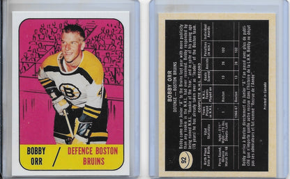 1967-68 TOPPS #92 Bobby Orr 2nd year Card  Boston Bruins  (O-PEE-CHEE?)
