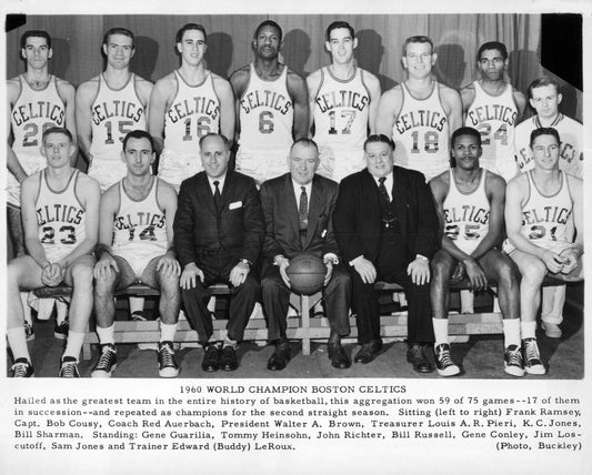 1960 BOSTON CELTICS CHAMPIONSHIP TEAM BILL RUSSELL BOB COUSY REPRINT 8X10