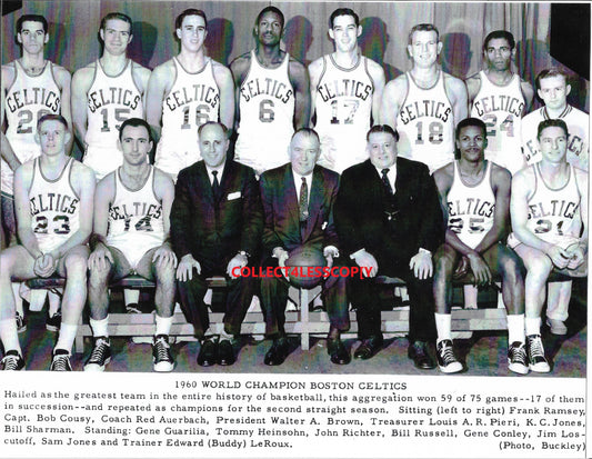 1960 BOSTON CELTICS  NBA CHAMPIONS  Team Photo Glossy Print