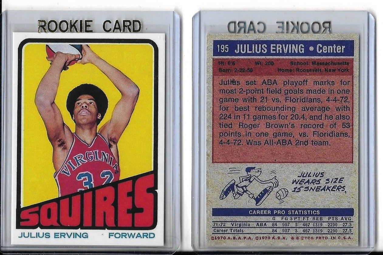 1972-73 Topps #195 Dr J. Julius Erving Rookie Reprint Card