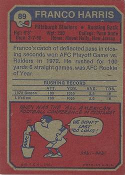 1973 Topps Franco Harris Pittsburgh Steelers #89 Rookie Reprint  Card