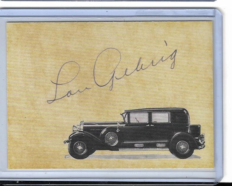 LOU GEHRIG - Ironman Tires Vintage Style Ad Card RP    w/Facs, Auto back.