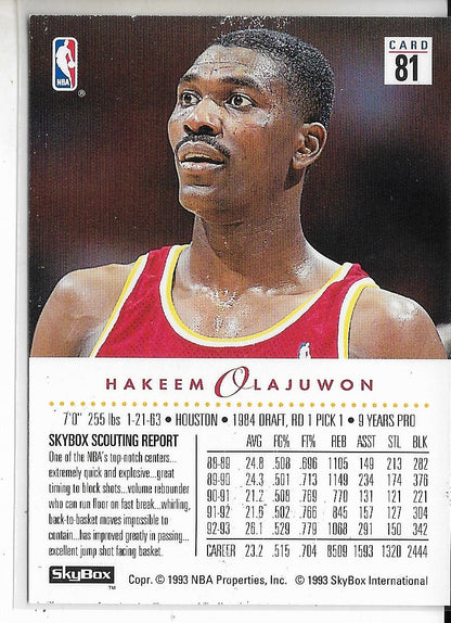 1993 SKYBOX #81 HAKEEM OLAJUWON - Houston Rockets - Original Mint