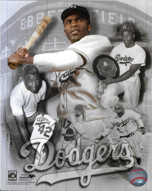 Glossy Classic Jackie Robinson  - Brooklyn Dodgers Photo Reprint Colored Copy