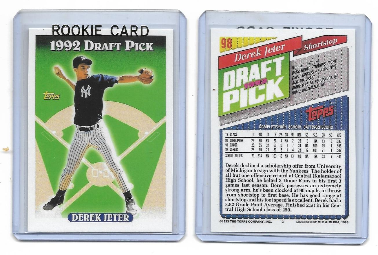 1993 Topps #98 Derek Jeter Rookie Reprint Card - New York Yankees