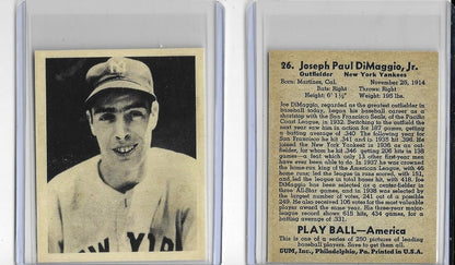 1939 Play Ball #26 Joe DiMaggio New York Yankee Reprint-Not his Rookie