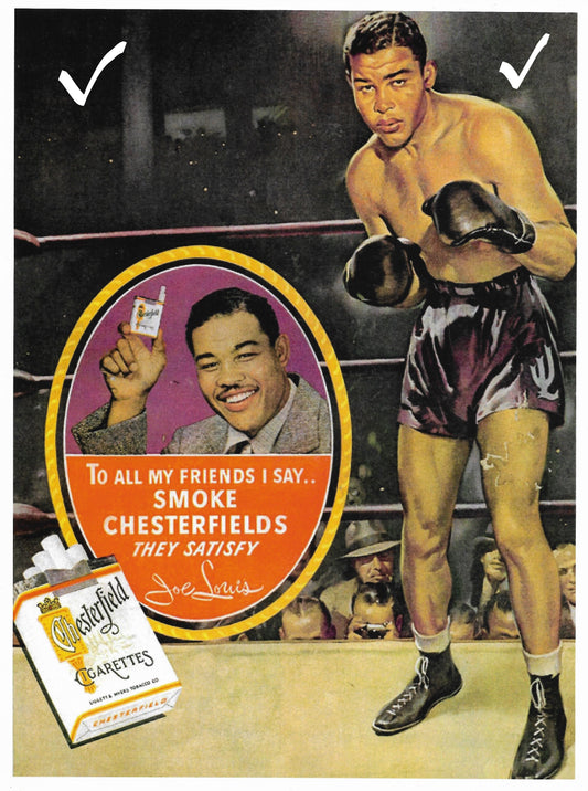 1941 Joe Louis - Chesterfields Cigarettes Advertisement Glossy Reprint 'Thin Stock