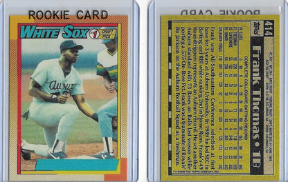 1990 Topps #414 FRANK THOMAS "No Name"  on Front  Rookie Reprint Card