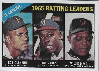 1966 TOPPS #215 NL BATTING LEGENDS - CLEMENTE - AARON - MAYS -  MLB HOF GREATS
