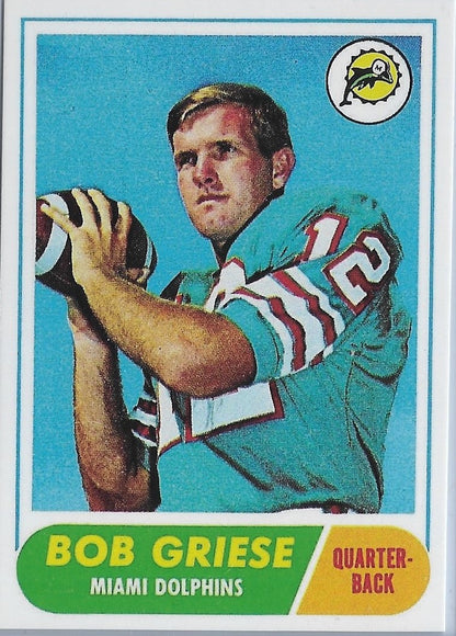 1968 Topps #196 Bob Griese Miami Dolphins Rookie Reprint Card
