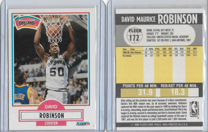 HOF:  1989 - 1990 Fleer Hoops David Robinson San Antonio Spurs #172 Basketball Card