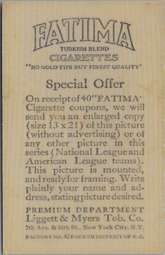 1914 VINTAGE HONUS WAGNER FATIMA CIGARETTES REPRINT CARD MINT CONDITION