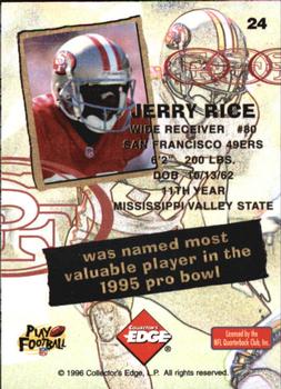 1996 COLLECTORS EDGE NITRO INSERT JERRY RICE  SAN FRANCISCO 49ERS  CARD #24