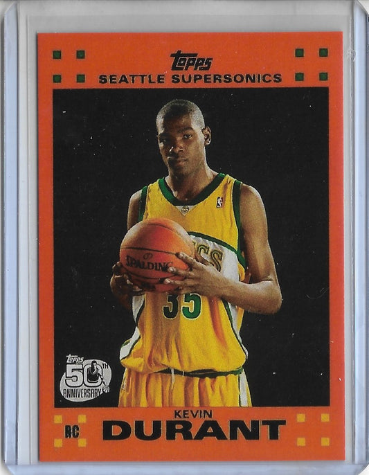2007 Topps #2 Kevin Durant   Seattle Supersonics - ORANGE ROOKIE RP CARD