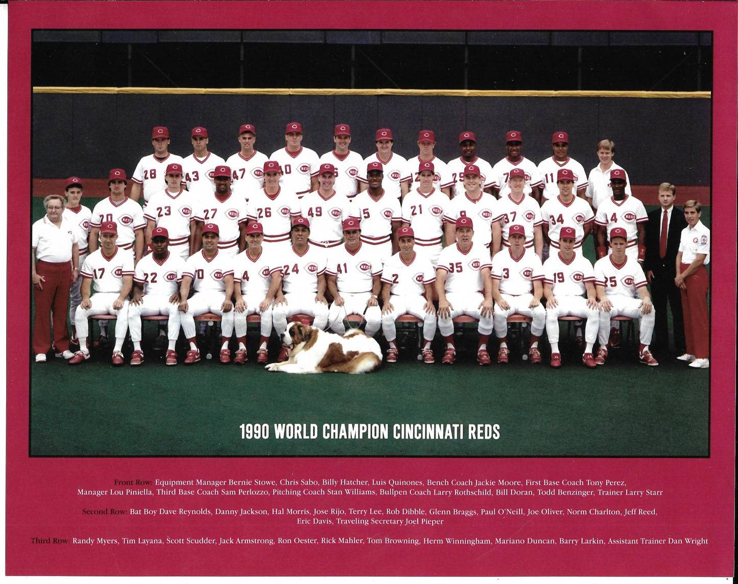 1990  CINCINNATI REDS World Championship Team Photo Glossy Print