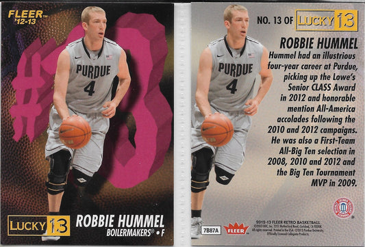 2012 FLEER RETRO LUCKY 13 CARD #13 ROBBIE HUMMEL PURDUE UNIVERSITY ROOKIE
