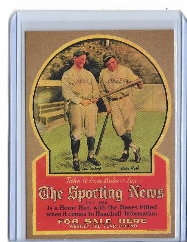 Babe Ruth Lou Gehrig The Sporting News Ad Promotional Reprint Card w/ Facs. autos