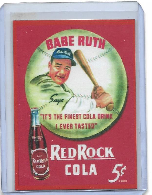 Babe Ruth Red Rock Cola Reprint Advertising Card New York Yankees w/ fasc. auto