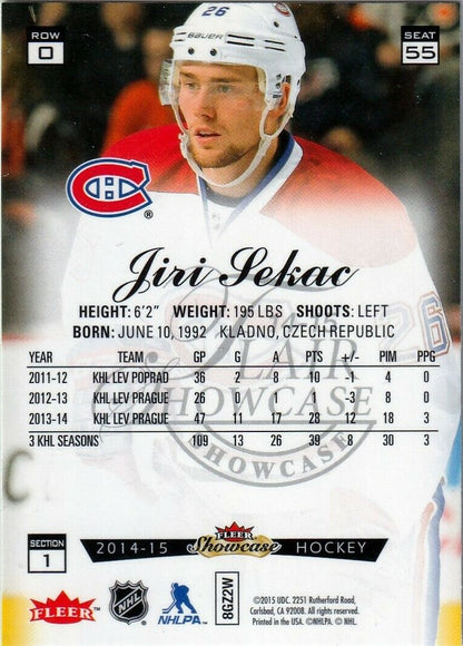 2014-15 FLEER SHOWCASE FLAIR #55 JIRI SEKAC - MONTREAL CANADIANS - ROOKIE CARD