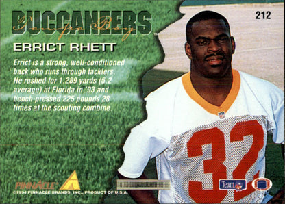 ROOKIE:  1994 PINNACLE #212 ERRICT RHETT FLORIDA GATORS