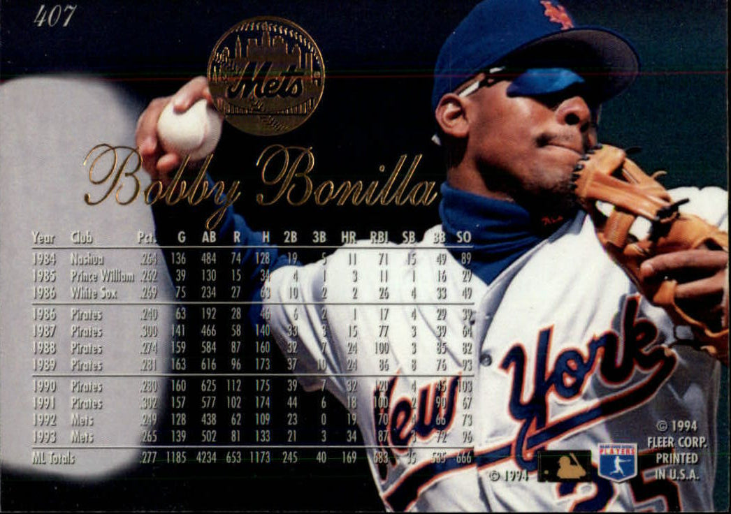 1994 FLAIR #407 BOBBY BONILLA - NEW YORK METS