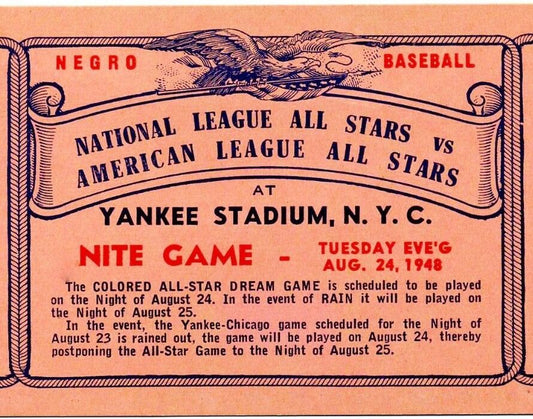 1948 NEGRO LEAGUE ALL STAR GAME PROGRAM PHOTO PLAYED AT YANKEE STADIUM 8 x10