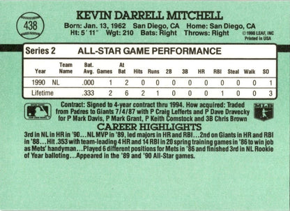 1991 DONRUSS #438 KEVIN MITCHELL - SAN FRANCISCO GIANTS ALL STAR CARD