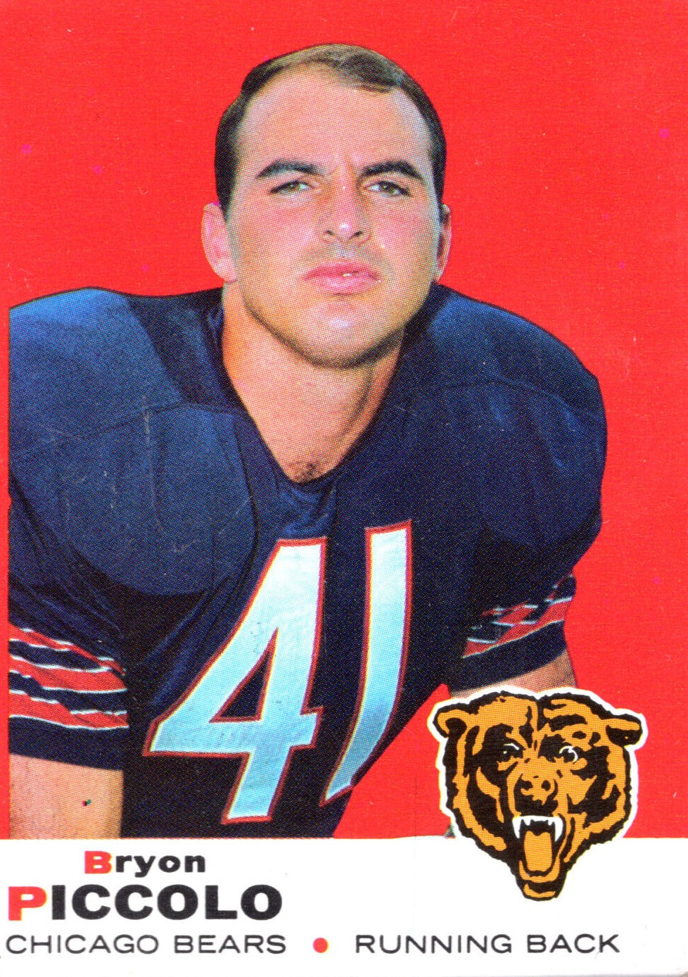1969 Topps #26 Bryan Piccolo rookie Reprint card Chicago Bears  **