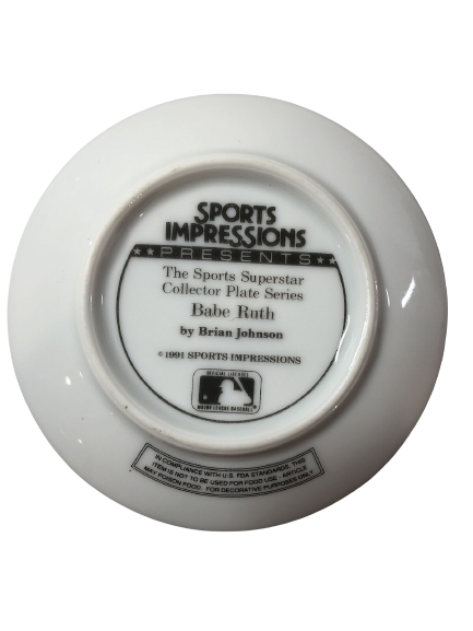 1991 SPORTS IMPRESSIONS - BABE RUTH - NEW YORK YANKEES - MINI COLLECTORS PLATE 4.5"