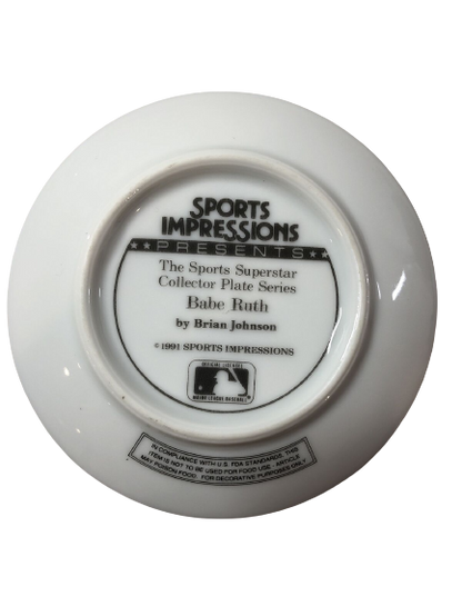 1991 SPORTS IMPRESSIONS - BABE RUTH - NEW YORK YANKEES - MINI COLLECTORS PLATE 4.5"