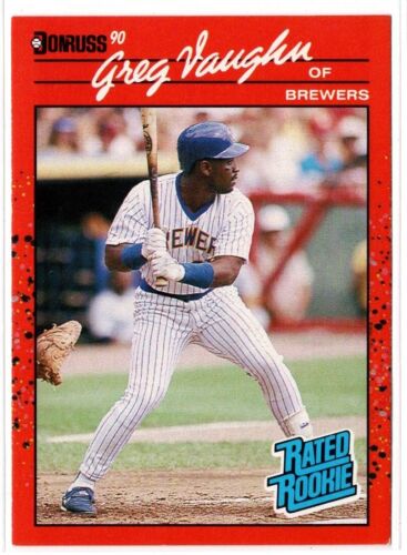 1990 DONRUSS #37 -GREG VAUGHN -MILWAUKEE BREWERS - ROOKIE CARD