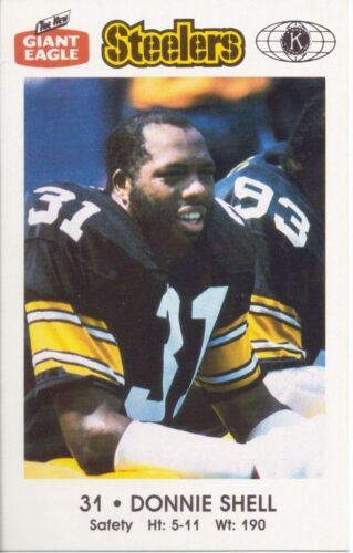 1986 Giant Eagle Promo Card DONNIE SHELL PITTSBURGH STEELERS NFL Hall of Fame