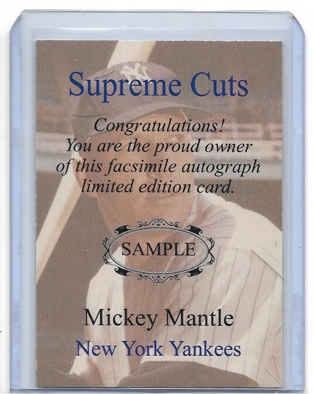 2020 MICKEY MANTLE - New York Yankees  Supreme Cuts card w. Facs, Auto