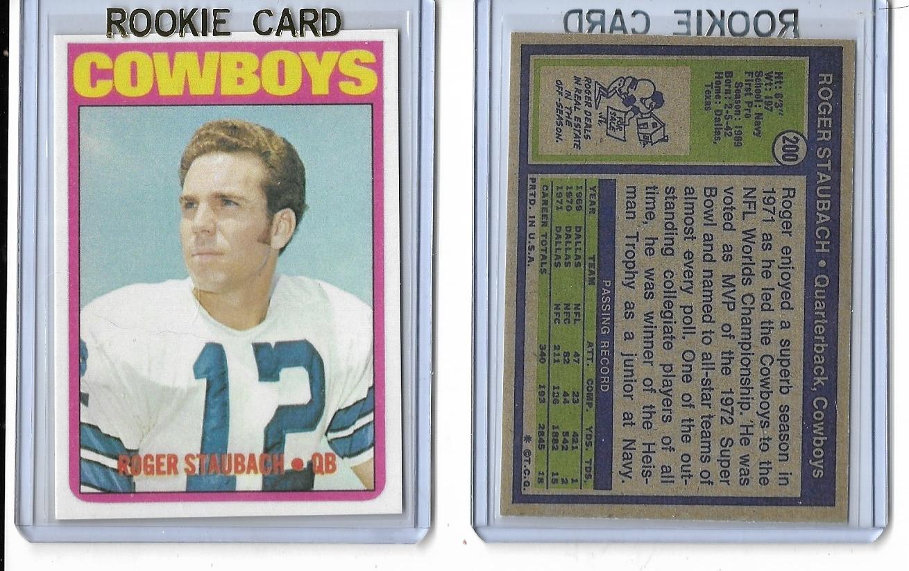 1972 Topps 122 Roger Staubach Pro Action Rookie Card Dallas 