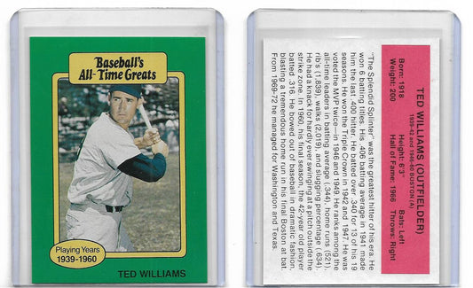 1987 Baseball All Time Greats Baseball Card - TED WILLIAMS