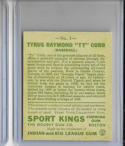 1933 Ty Cobb Sport Kings # -  Detroit Tigers HOF