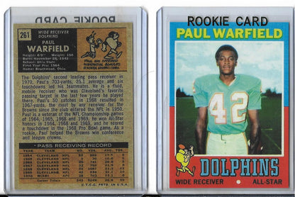 1971 TOPPS #261 PAUL WARFIELD - MIAMI DOLPHINS REPRINT CARD- NFL HOF ***
