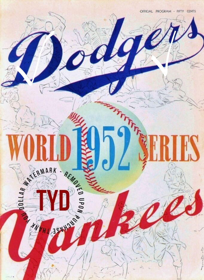 1952 WORLD SERIES GLOSSY PROGRAM COVER PHOTO GREAT COLORS 8 x10