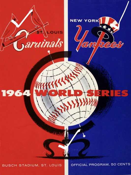 1964 CARDINALS YANKEES WORLD SERIES PROGRAM GLOSSY COVER PHOTO 8 x 10