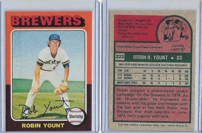 1975 Topps #223 ROBIN YOUNT MILWAUKEE BREWERS Rookie RP Card